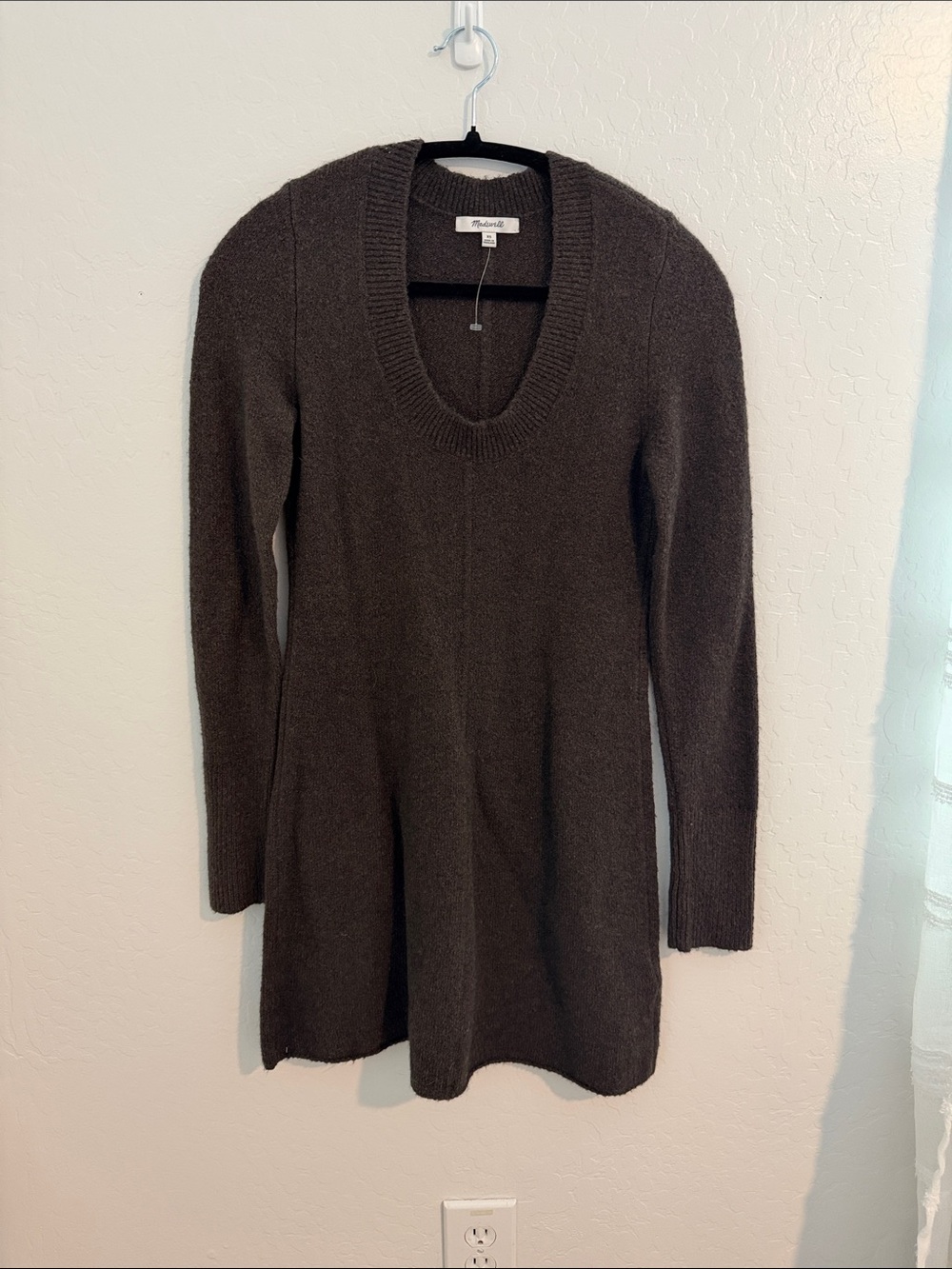 Madewell Chocolate Brown Scoop Neck Sweater Dress
